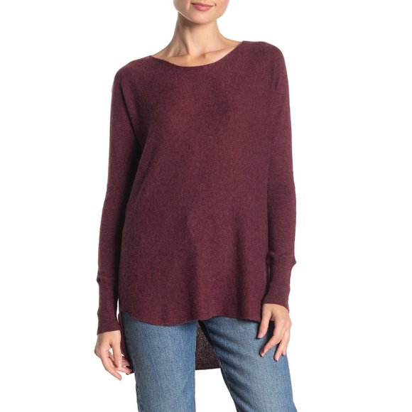 Susina Sweaters - Susina Nordstrom Boatneck High/Low Tunic Sweater in Burgundy Fig X-Small